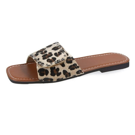 YanHoo Summer Flat Sandals for Women Square Toe Cute Leopard Print Slip-on Sandal Casual One Band Slippers for Beach Holiday
YanHoo Summer Flat Sandals for Women Square Toe Cute Leopard Print Slip-on Sandal Casual One Band Slippers for Beach Holiday