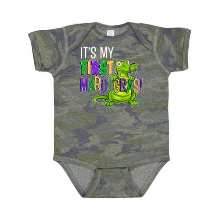 Inktastic My 1st Mardi Gras Cute Alligator with Beads Gift Baby Boy or Baby Girl Bodysuit