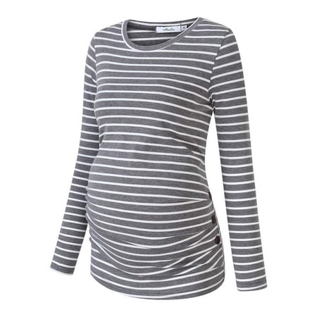 Women s Maternity Tops Long Sleeve Crewneck Side Ruched Tunic T-Shirt Pregnancy Shirt Buttoned Pregnant Women s Top T-Shirt Gray
Women s Maternity Tops Long Sleeve Crewneck Side Ruched Tunic T-Shirt Pregnancy Shirt Buttoned Pregnant Women s Top T-Shirt Gray