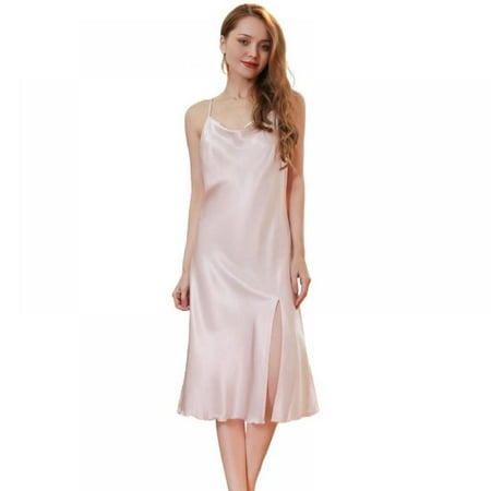 Women s Summer Sexy V-neck Solid Color Glossy Satin Single Neck Cross Shoulder Straps One-sided Split Nightdress
Women s Summer Sexy V-neck Solid Color Glossy Satin Single Neck Cross Shoulder Straps One-sided Split Nightdress