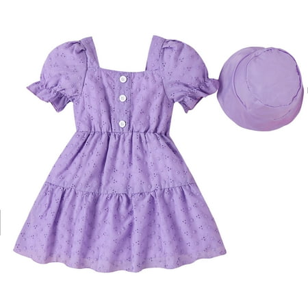 Little Girls Dress Toddler Short Sleeve Princess Solid Color Purple Dress With Hat For Children Clothing Fashion Kids Baby Sweet Sundress Outwear Leisure Dailywear
Little Girls Dress Toddler Short Sleeve Princess Solid Color Purple Dress With Hat For Children Clothing Fashion Kids Baby Sweet Sundress Outwear Leisure Dailywear
