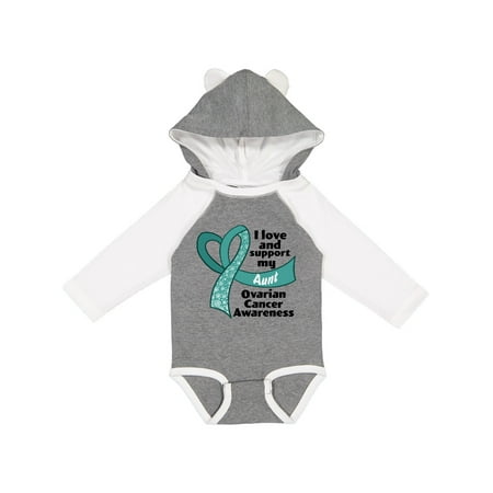 Inktastic Ovarian Cancer Awareness I Love and Support My Aunt Gift Baby Boy or Baby Girl Long Sleeve Bodysuit