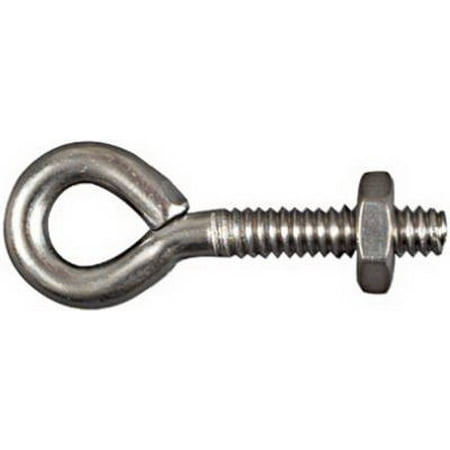2PK 3/16 x 1-1/2 Stainless Steel Eye Bolts With Hex Nuts