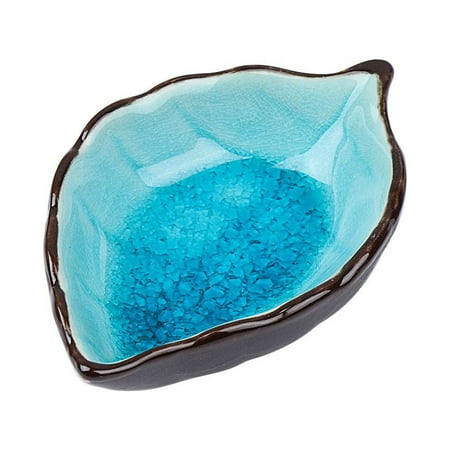 

Home Decor Mini Kitchen Supplies Storage Container Sauce Bowl Vinegar Dish Leaf Shape Ceramic Seasoning Dish Ice Crack Glaze Oil Saucer Bowl Ceramic Dish LAKE BLUE