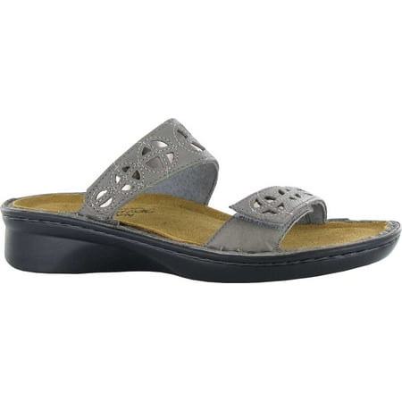 Women s Naot Cornet Wedge Slide Foggy Gray Leather/Glass Silver