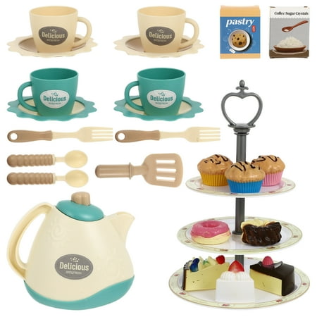1 Set Tea Time Pastry Tower Dessert Toy Stand Tea Party Set for Little Girls