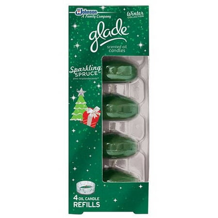 Glade Sparkling Spruce Scented Oil Candle Refills, 4 count ...