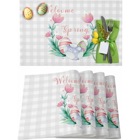 Easter Placemats Set of 6 Spring Flower Easter Placemat for Dining Table Decorations Buffalo Checked Grey White Place Mats Spring Table Mats for Kitchen Dinner Seasonal Holiday Party Decor
Easter Placemats Set of 6 Spring Flower Easter Placemat for Dining Table Decorations Buffalo Checked Grey White Place Mats Spring Table Mats for Kitchen Dinner Seasonal Holiday Party Decor