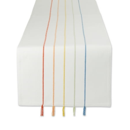 Rainbow Stripe Tassel Table Runner 14x108