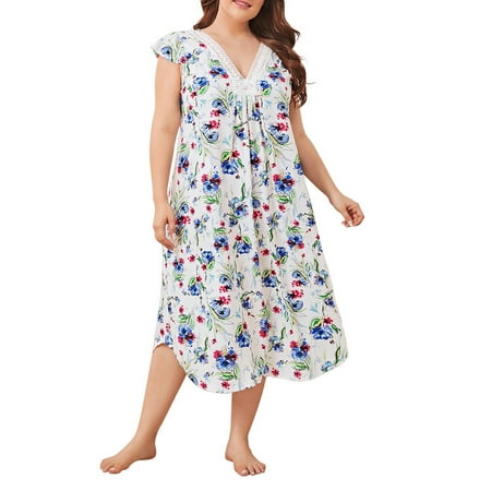 FEREMO Plus Size House Dress for Women Floral Print Lace Neck Lounge Wear Nightgown
FEREMO Plus Size House Dress for Women Floral Print Lace Neck Lounge Wear Nightgown
