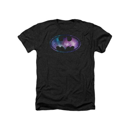 Batman Franchise Galaxy Bat Signal Purple And White Adult Heather T-Shirt Tee
