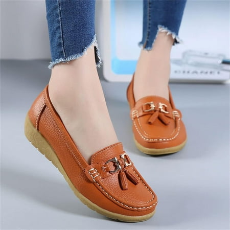 Womens Leather Wedge Casual Loafer Summer Comfortable Platform Breathable Shoes Outdoor Round Toe Non-Slip Walking Flat Shoes (Color : Orange Size : 36)
Womens Leather Wedge Casual Loafer Summer Comfortable Platform Breathable Shoes Outdoor Round Toe Non-Slip Walking Flat Shoes (Color : Orange Size : 36)