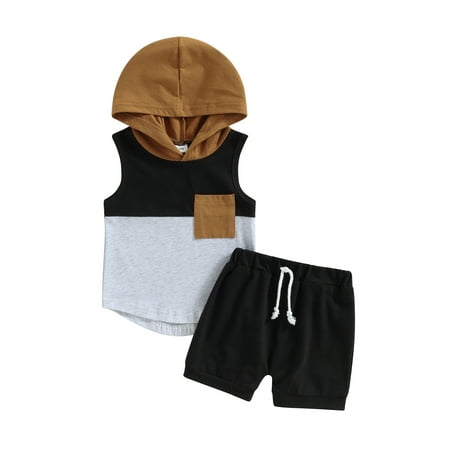 Qtinghua Infant Baby Boys Summer Clothes Outfits Color Block Hooded Sleeveless Pocket Tank Tops Summer 2Pcs Set
Qtinghua Infant Baby Boys Summer Clothes Outfits Color Block Hooded Sleeveless Pocket Tank Tops Summer 2Pcs Set