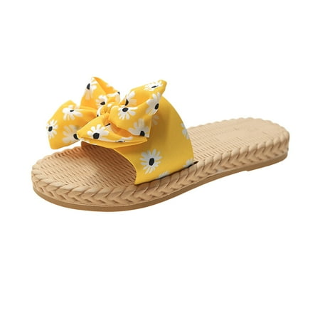 Daznico Slippers for Women Shoes Flat Bow Daisy Print Casual Sandals Vacation Slippers Yellow 6.5
Daznico Slippers for Women Shoes Flat Bow Daisy Print Casual Sandals Vacation Slippers Yellow 6.5