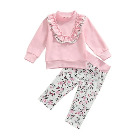 Bebiullo 2Pcs Toddler Autumn Outfits Flounce Long-Sleeves Tops T shirt Floral Pants Outfits Set for Baby Girls
Bebiullo 2Pcs Toddler Autumn Outfits Flounce Long-Sleeves Tops T shirt Floral Pants Outfits Set for Baby Girls
