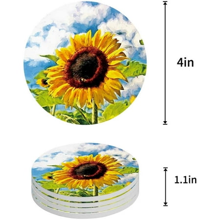 FMSHPON Oil Painting Texture Sunflowers under The Blue Sky Set of 8 Round Coaster for Drinks Absorbent Ceramic Stone Coasters Cup Mat with Cork Base for Home Kitchen Room Coffee Table Bar Decor
FMSHPON Oil Painting Texture Sunflowers under The Blue Sky Set of 8 Round Coaster for Drinks Absorbent Ceramic Stone Coasters Cup Mat with Cork Base for Home Kitchen Room Coffee Table Bar Decor