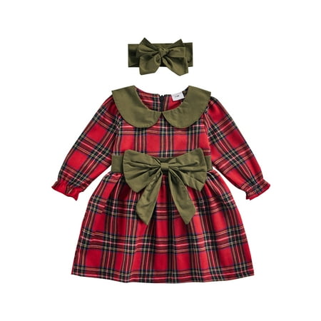 Little Girl’s Casual Long Sleeve Bow Dress Fashion Plaid Doll Collar A-line Dress with Headband
Little Girl’s Casual Long Sleeve Bow Dress Fashion Plaid Doll Collar A-line Dress with Headband