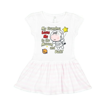 Inktastic My Grandma Loves Me Cow Astronaut Gift Toddler Girl Dress