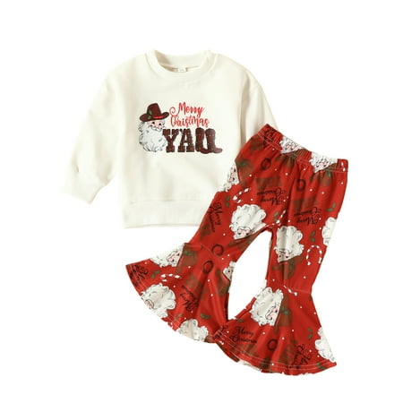 Christmas Kids Baby Girls Autumn Outfits Santa/ Gingerbread Man Print Long Sleeve Sweatshirt and Casual Flare Pants Sets
Christmas Kids Baby Girls Autumn Outfits Santa/ Gingerbread Man Print Long Sleeve Sweatshirt and Casual Flare Pants Sets