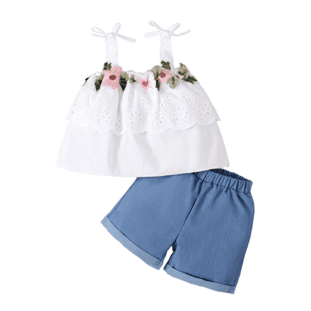 Mikrdoo Infant Baby Girls Clothes Floral Embroidery 12 Months Baby Girls Straps Summer Tops 18 Months Baby Girls Elastic Shorts 2Pcs Outfits White
Mikrdoo Infant Baby Girls Clothes Floral Embroidery 12 Months Baby Girls Straps Summer Tops 18 Months Baby Girls Elastic Shorts 2Pcs Outfits White
