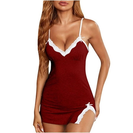 Ruziyoog Womens Comfortable Cotten Sexy Sling Dress Lace V-Neck Underwear Lingerie Sets Nightdress Wine M
Ruziyoog Womens Comfortable Cotten Sexy Sling Dress Lace V-Neck Underwear Lingerie Sets Nightdress Wine M