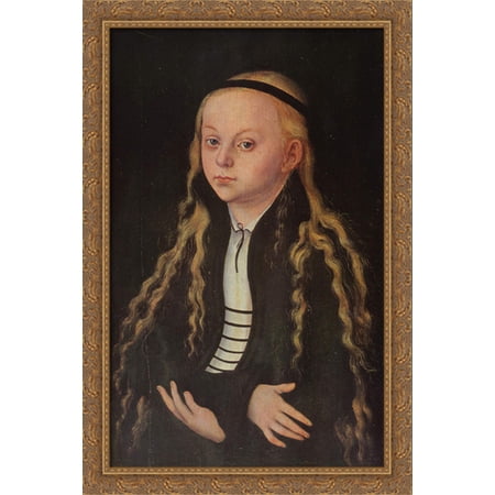 Portrait of a Young Girl (Magdalena Luther) 28x40 Large Gold Ornate Wood Framed Canvas Art by Lucas Cranach the Elder