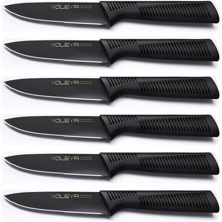 Steak Knives 4.5 Serrated Steak Knife set of 6 Full Tang German Stainless Steel Premium Sharp Knives Set with Gift Box
Steak Knives 4.5 Serrated Steak Knife set of 6 Full Tang German Stainless Steel Premium Sharp Knives Set with Gift Box