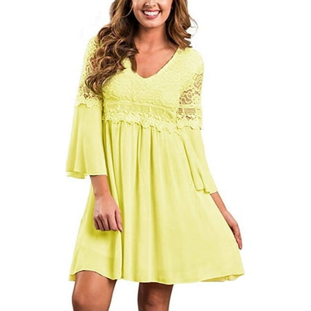 ZANZEA Women s Vintage Floral Lace V Neck 3/4 Bell Sleeve Cocktail Wedding Party A-Line Swing Casual Mini Dress
ZANZEA Women s Vintage Floral Lace V Neck 3/4 Bell Sleeve Cocktail Wedding Party A-Line Swing Casual Mini Dress