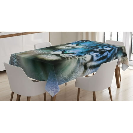 Animal Decor Tablecloth Two Tiger Safari Cat African Wild Furious Life Big Animals Art Print Rectangular Table Cover for Dining Room Kitchen 60 X 90 Inches Blue Black and White by Ambesonne
Animal Decor Tablecloth Two Tiger Safari Cat African Wild Furious Life Big Animals Art Print Rectangular Table Cover for Dining Room Kitchen 60 X 90 Inches Blue Black and White by Ambesonne