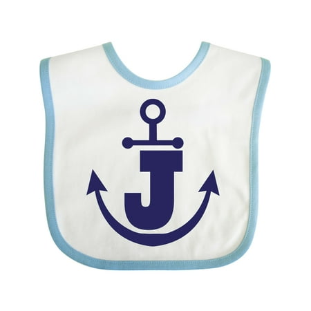 Inktastic Monogram J Nautical Anchor Gift Baby Boy or Baby Girl Bib