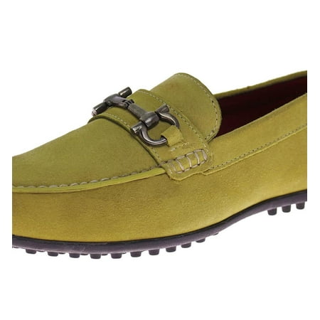 Mens Moccasin Lime Yellow Leather Comfortable Shoes Luciano