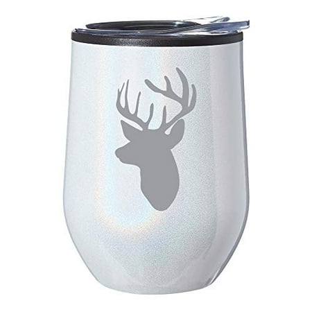 Stemless Wine Tumbler Coffee Travel Mug Glass With Lid Deer Head With Antlers Hunting (White Iridescent Glitter)
Stemless Wine Tumbler Coffee Travel Mug Glass With Lid Deer Head With Antlers Hunting (White Iridescent Glitter)
