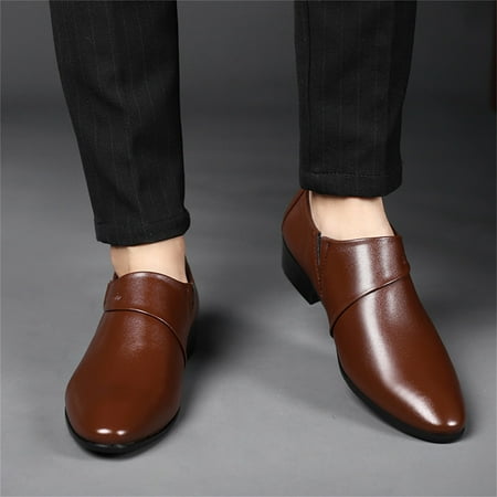 

TOWED22 Dress Shoes For Men Mens Dress Shoes Retro Plain Toe Business Casual Oxfords Dress Shoes for Men Brown