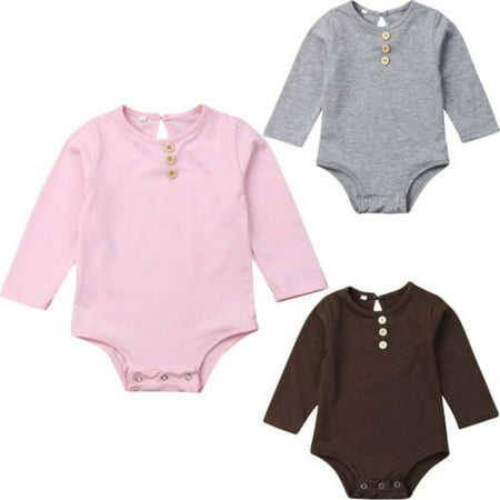 0-24M Newborn Baby Girl Boy Long Sleeve Romper Button Solid Jumpsuit Outfit Solid Clothes
0-24M Newborn Baby Girl Boy Long Sleeve Romper Button Solid Jumpsuit Outfit Solid Clothes
