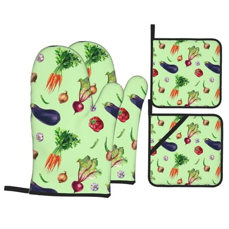 Oven Mitts and Pot Holders 4 pcs Set Eggplant chilies onion garlic Heat Resistant Pot Holders Oven Mitts for kitchen Non-Slip Hanging Loop Oven Glove Potholders for Baking Cooking
Oven Mitts and Pot Holders 4 pcs Set Eggplant chilies onion garlic Heat Resistant Pot Holders Oven Mitts for kitchen Non-Slip Hanging Loop Oven Glove Potholders for Baking Cooking