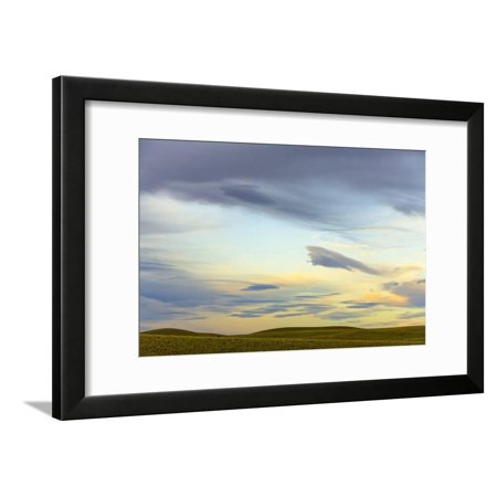 Prairie under Cloudy Sky at Sunset Framed Print Wall Art By Momatiuk - Eastcott