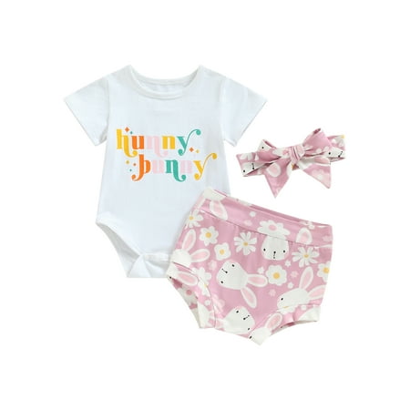 3PCS Newborn Baby Girl Easter Bunny Outfit Short Sleeve Romper Floral Shorts Headband Summer Outfit
3PCS Newborn Baby Girl Easter Bunny Outfit Short Sleeve Romper Floral Shorts Headband Summer Outfit