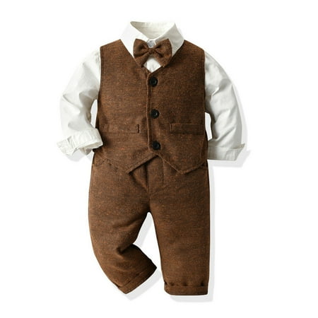 Yubatuo Toddler Baby Boys Gentleman Bow Tie Solid T-Shirt Tops+Suspender Pants Outfits Brown 110
Yubatuo Toddler Baby Boys Gentleman Bow Tie Solid T-Shirt Tops+Suspender Pants Outfits Brown 110