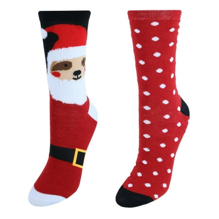 CTM 2 Pack Butter and Flat Knit Holiday Sock Combo Set (Women)