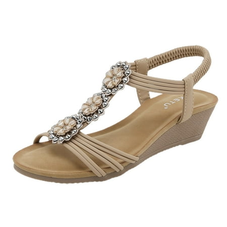 Ladies Shoes Wedge Platform Sandals Bohemian Flowers Rhinestone Wedge Comfortable Roman Shoes
Ladies Shoes Wedge Platform Sandals Bohemian Flowers Rhinestone Wedge Comfortable Roman Shoes
