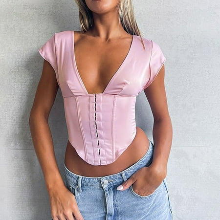 B91xZ Womens Sleeveless Tops Womens Deep V Neck Corset Slim Lace Up Girl All T Shirt Vest Suspenders Pink L
B91xZ Womens Sleeveless Tops Womens Deep V Neck Corset Slim Lace Up Girl All T Shirt Vest Suspenders Pink L