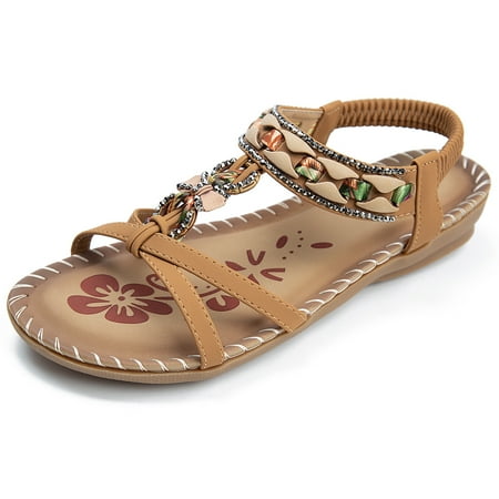 Womens Summer Comfort Flats Sandals with Elastic Ankle Strap Casual Gladiator Bohemian Rhinestone Shoes Beach Slip On Sandals Open Toe
Womens Summer Comfort Flats Sandals with Elastic Ankle Strap Casual Gladiator Bohemian Rhinestone Shoes Beach Slip On Sandals Open Toe