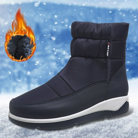 MIASHUI Fashion Autumn And Winter Women Snow Boots Thick Bottom Non Slip Round Toe Side Zipper Warm Comfortable Women Sneakers Shoes Wedges Women Shoes Casual