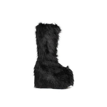 Ellie Shoe E-500-FUZZ 5 Chunky Heel Platform Boot with faux fur 12 / Blue