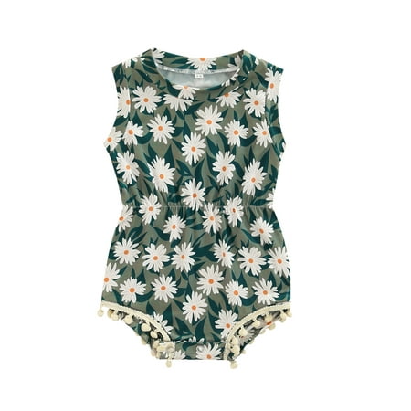 Sunisery Infant Girls Casual Summer Romper Green Floral Print Round Neck Sleeveless Fringed Jumpsuit
Sunisery Infant Girls Casual Summer Romper Green Floral Print Round Neck Sleeveless Fringed Jumpsuit