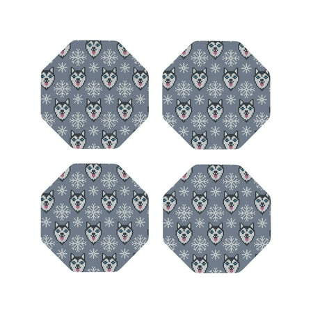 Coasters Set of 4 - Weaving Cute Husky Dog Snowflake Drink Coasters for Tabletop Protection Leather Coasters for Living Room Decor and Housewarming Gift Octagon
Coasters Set of 4 - Weaving Cute Husky Dog Snowflake Drink Coasters for Tabletop Protection Leather Coasters for Living Room Decor and Housewarming Gift Octagon