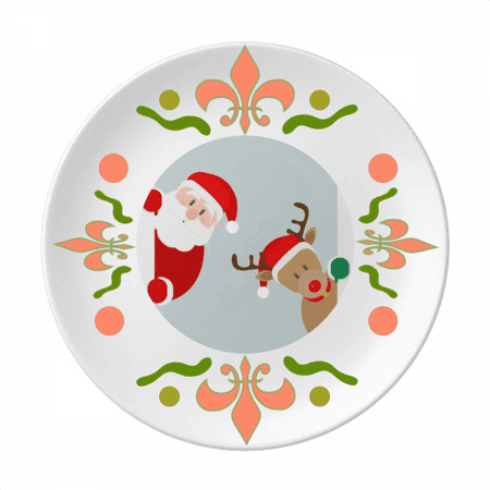 mas Santa Claus Elk Peep Flower Ceramics Plate Tableware Dinner Dish