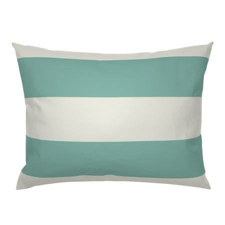 Aqua Stripe Wide Canopy Stripes Large Pillow Sham by Roostery