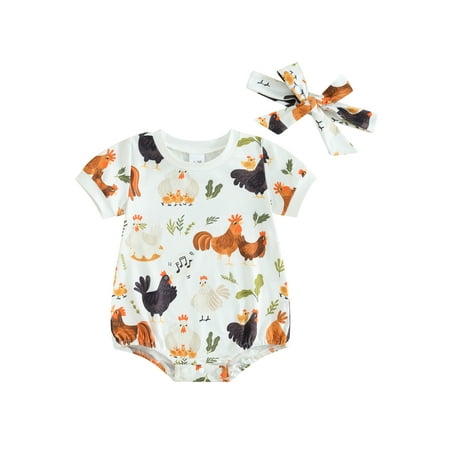 BABAMOON 2Pcs Newborn Baby Girls Summer Outfits Short Sleeve Chicken Print Romper with Headband Set
BABAMOON 2Pcs Newborn Baby Girls Summer Outfits Short Sleeve Chicken Print Romper with Headband Set