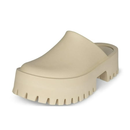 

Jeffrey Campbell Clogge Sea Salt Fashion Slip On Slide Chunky Platform Sandals (Sea Salt 9)